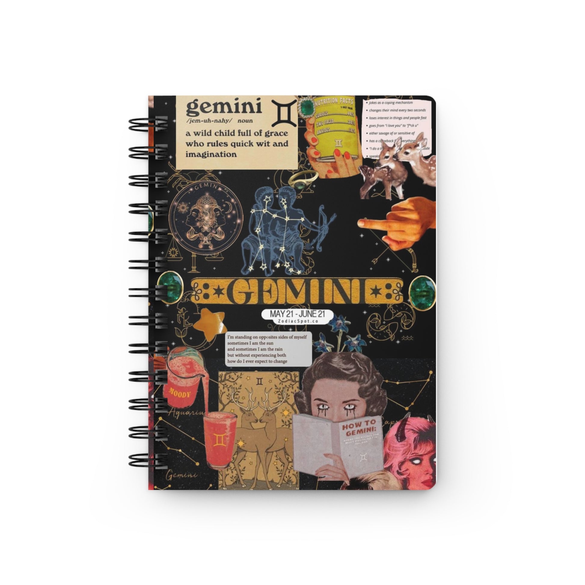Gemini Spiral Journal - Astrology Spirituality Spiral Bound Journal