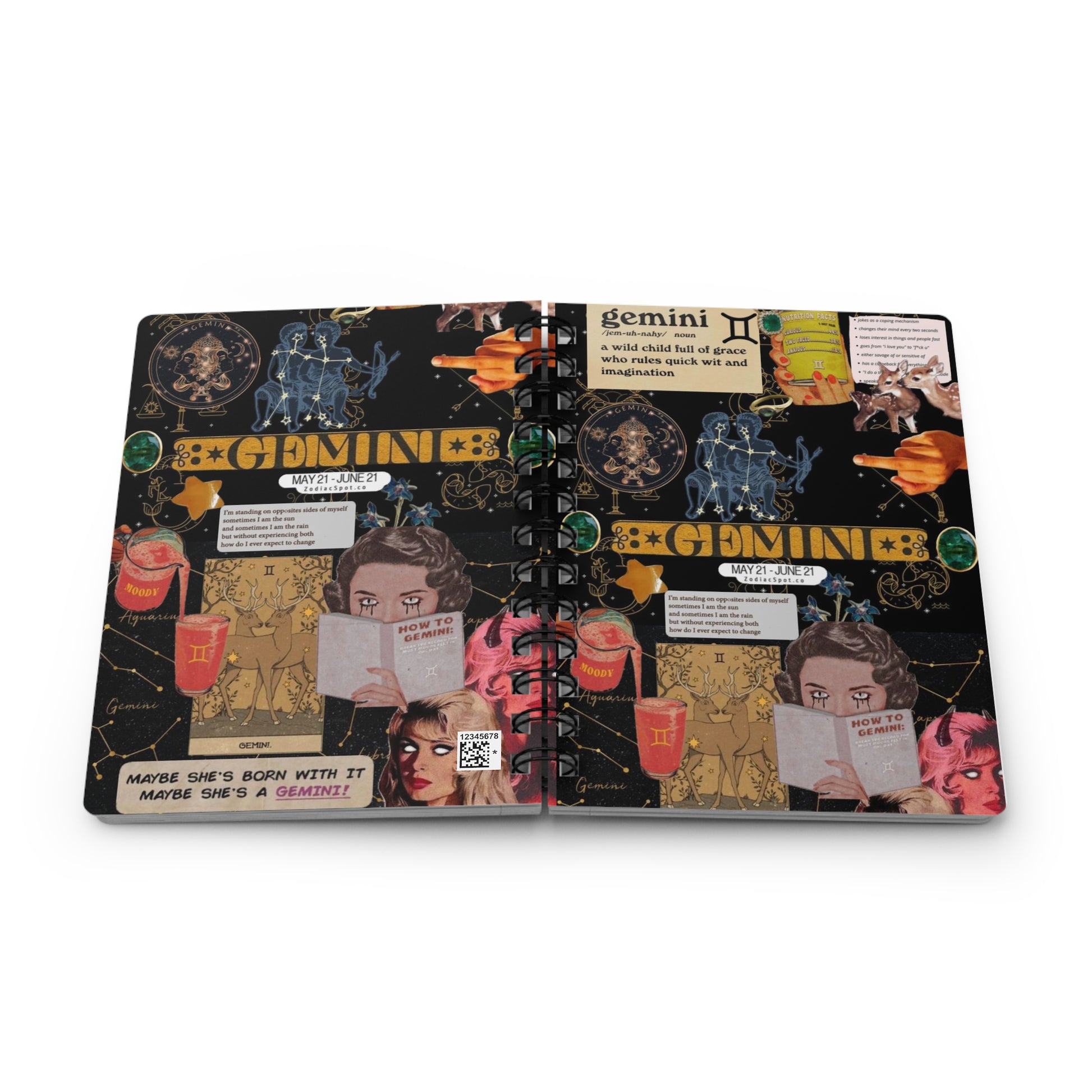 Gemini Spiral Journal - Astrology Spirituality Spiral Bound Journal